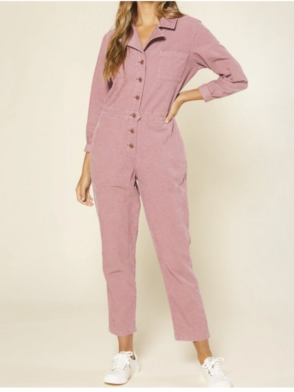 Outerknown Organic Cotton Dusty Rose Corduroy Jumpsuit XL
